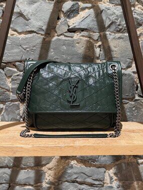 Saint Laurent Green Vintage Leather Medium Niki Chain Bag